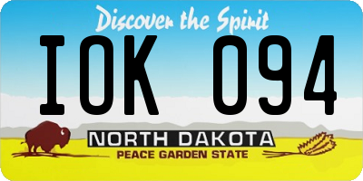 ND license plate IOK094