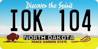 ND license plate IOK104