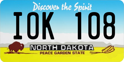ND license plate IOK108