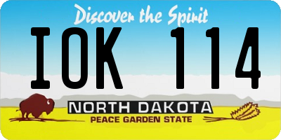 ND license plate IOK114