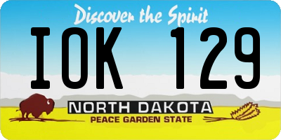 ND license plate IOK129