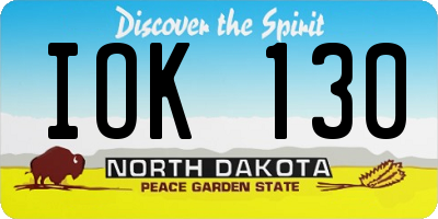 ND license plate IOK130