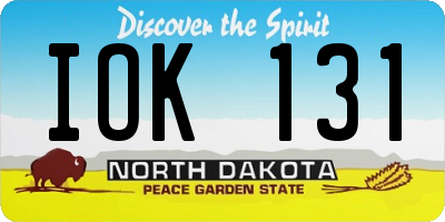 ND license plate IOK131
