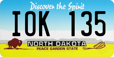 ND license plate IOK135