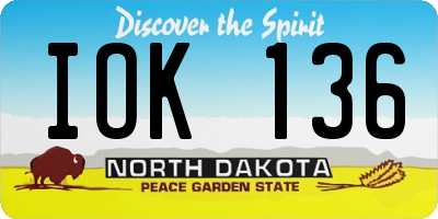 ND license plate IOK136