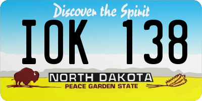 ND license plate IOK138