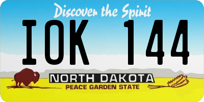 ND license plate IOK144