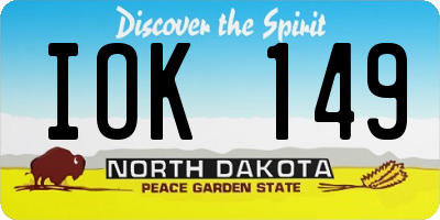 ND license plate IOK149