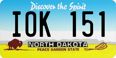 ND license plate IOK151