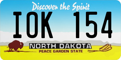ND license plate IOK154