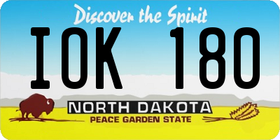 ND license plate IOK180
