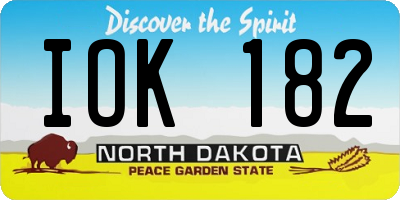 ND license plate IOK182