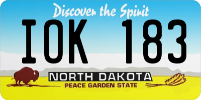 ND license plate IOK183