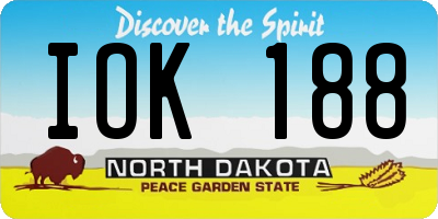 ND license plate IOK188