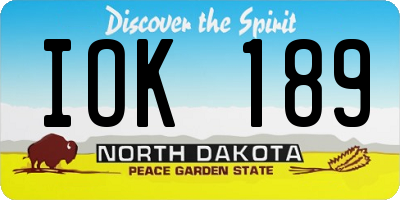 ND license plate IOK189