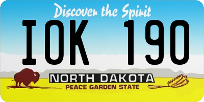 ND license plate IOK190
