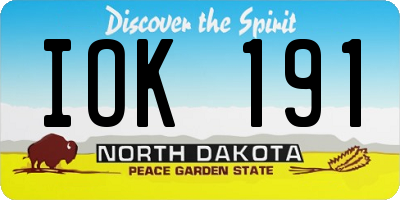 ND license plate IOK191