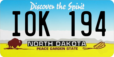 ND license plate IOK194