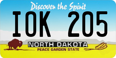 ND license plate IOK205