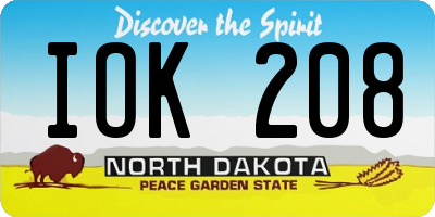 ND license plate IOK208
