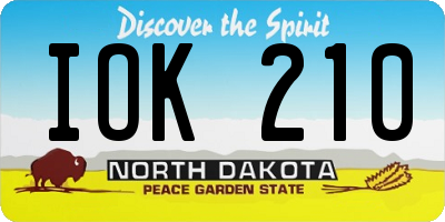 ND license plate IOK210