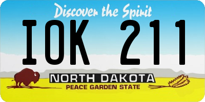 ND license plate IOK211