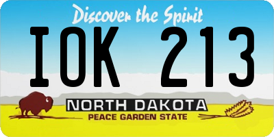 ND license plate IOK213