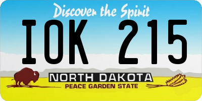 ND license plate IOK215