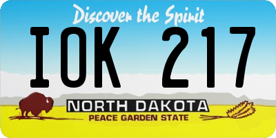 ND license plate IOK217