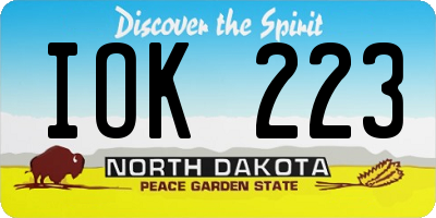 ND license plate IOK223