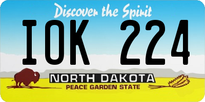 ND license plate IOK224