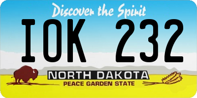 ND license plate IOK232