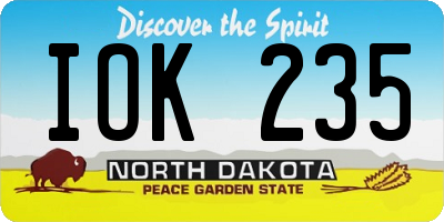 ND license plate IOK235