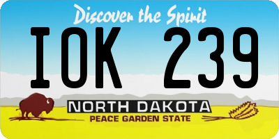 ND license plate IOK239