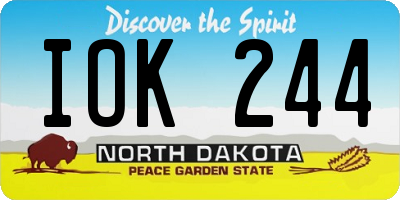 ND license plate IOK244
