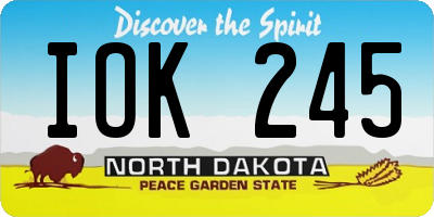 ND license plate IOK245