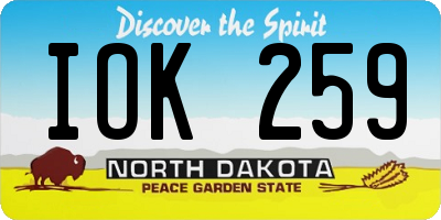 ND license plate IOK259