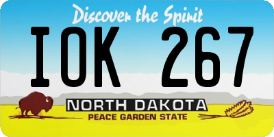 ND license plate IOK267