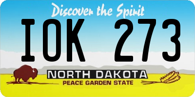 ND license plate IOK273