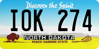 ND license plate IOK274