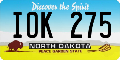 ND license plate IOK275