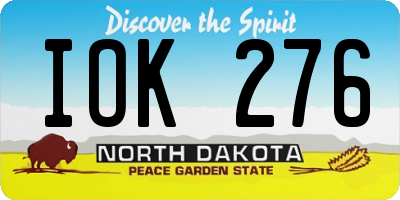 ND license plate IOK276