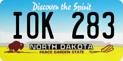 ND license plate IOK283