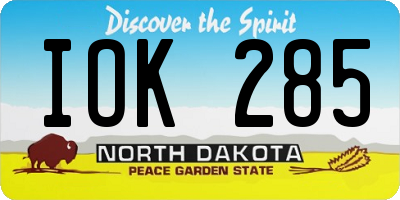 ND license plate IOK285