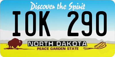 ND license plate IOK290