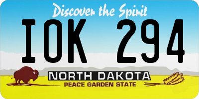 ND license plate IOK294
