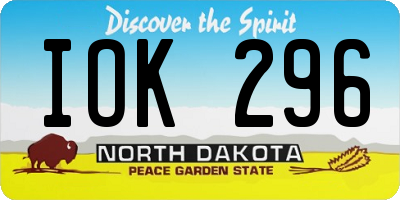 ND license plate IOK296
