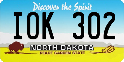 ND license plate IOK302