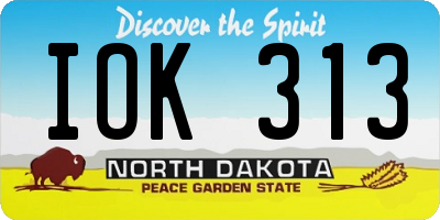 ND license plate IOK313