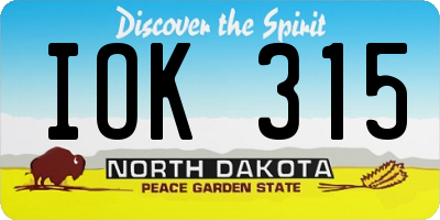 ND license plate IOK315